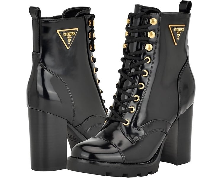 Guess Neadyn Boots Women's US 6.5 Black Round Toe Block Heel Ankle Bootie TZP26