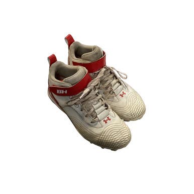 Used Under Armour HARPER 7 MID RM BB/SB Cleats White And Red Junior 04 11479-S000406103