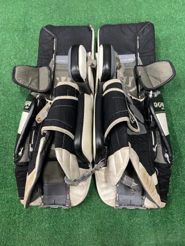White 32" Intermediate Warrior Ritual G4 Goalie Leg Pads (Used)