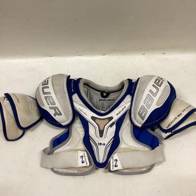 Used Bauer NEXUS Junior Shoulder Pads Clear And Royal Blue LG 11725-S000492764