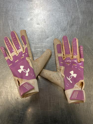 Used Under Armour BB/SB Batting Gloves Purple MD 11868-S000065207