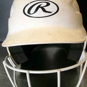Used Rawlings RCFH Batting Helmet w/Mask White MD 11868-S000065613
