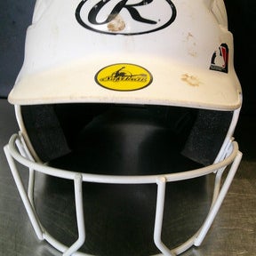 Used Rawlings RCFH Batting Helmet w/Mask White SM 11868-S000065593
