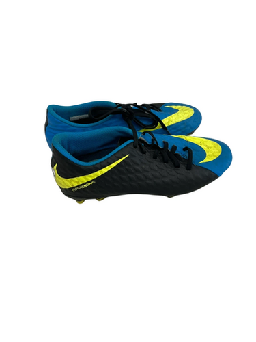 Used Nike HYPERVENOM Soccer Cleats Black And Carolina Blue Junior 05.5 11692-S000142539