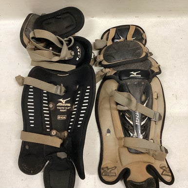 Used Mizuno SAMURAI YOUTH 14.5 Catchers Leg Guards Black Youth 11725-S000491494