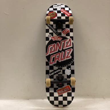 Used Santa Cruz CHECKERED Complete Skateboard Silver Regular 11725-S000491559