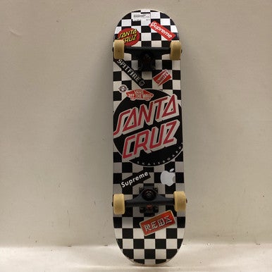 Used Santa Cruz CHECKERED Complete Skateboard Silver Regular 11725-S000491559
