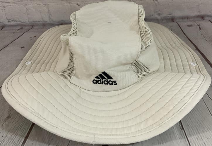 Adidas Unstructured Mesh Safari Hat Wide Brim Sweat Band Adjustable Neck Tie Tan