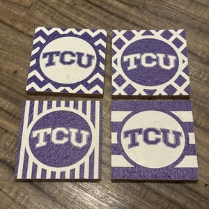 TCU Horned Frogs 4 Piece Coaster Set Texas Christian University