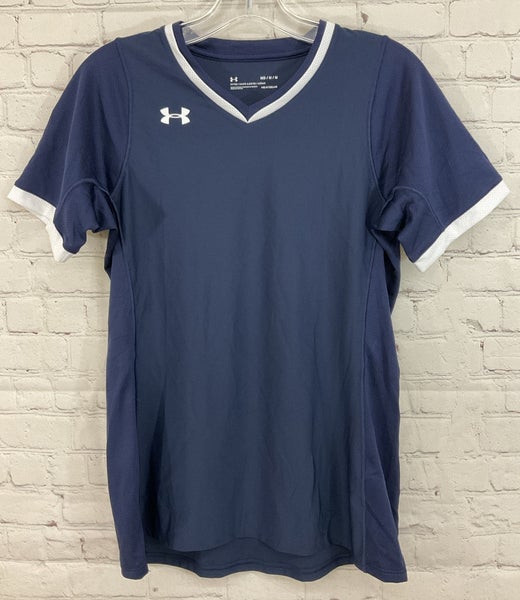 Under Armour 1326615 Women's HEATGEAR Fitted Soccer Jersey Navy White Medium