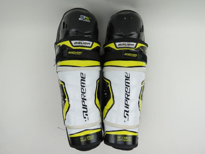 Bauer Supreme 2S PRO NHL Pro Stock Hockey Player Protective Shin Pads Senior Size 15" (No Liners)