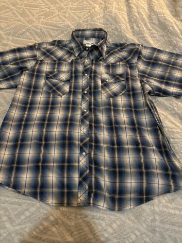 Wrangler Wrancher Shirt Short Sleeve Button Down Adult 2XL