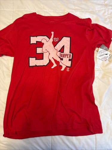 Bryce Harper (Nationals) Red Majestic XL Short Sleeve T-Shirt - NEW WITH TAGS