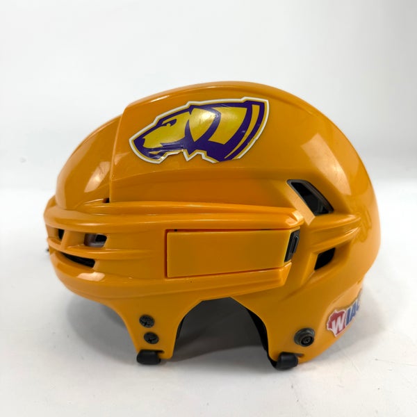 Used Sunflower Yellow CCM Tacks 910 Helmet | Medium | E487