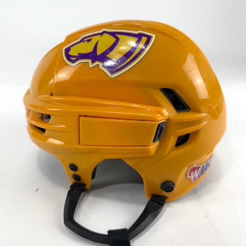 Used Sunflower Yellow CCM Tacks 910 Helmet | Small | E504