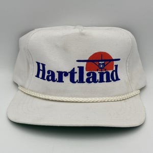 Vintage Hartland Airport Michigan Snapback Hat Cap Rare Aviation Plane Flight