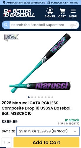 2025 Marucci CAT X Composite USSSA Certified Bat (-10) 29 oz 29" (Used)