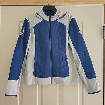 Spyder Womens Mid -layer Jacket Size M Blue/Gray w/added US Ski Team patch