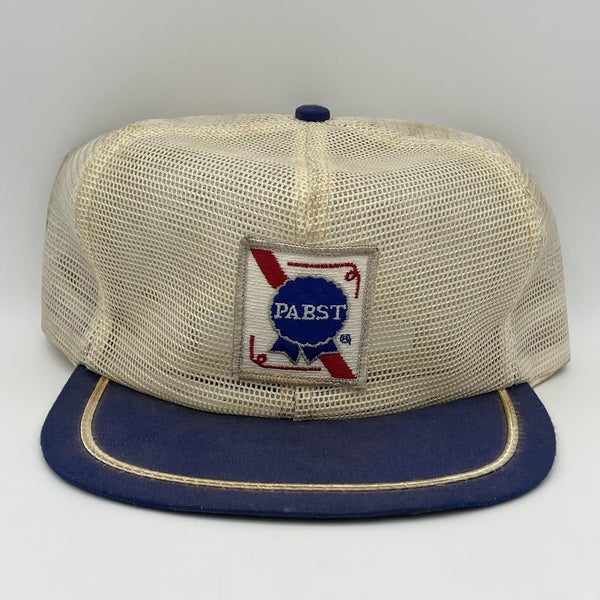 Vintage PABST Blue Ribbon Beer Trucker Hat Cap Snapback Mesh USA Made Rare PBR