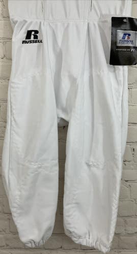 Youths Extra Small Russell Athletic Football Pants Waist Silicone Grips White