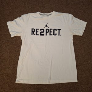 Air Jordan Re2pect. Logo Spellout Mens White T-Shirt Sz Large