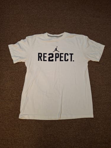 Air Jordan Re2pect. Logo Spellout Mens White T-Shirt Sz Large