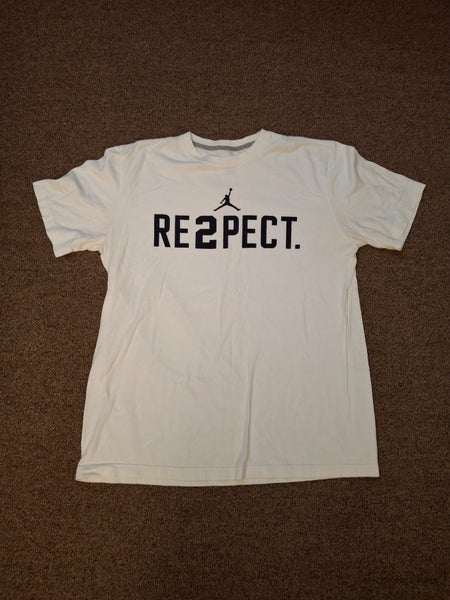 Air Jordan Re2pect. Logo Spellout Mens White T-Shirt Sz Large