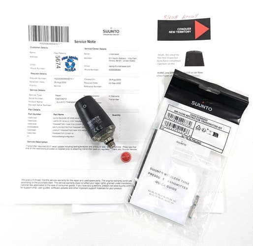 SUUNTO WIRELESS TANK PRESSURE TRANSMITTER Hoseless Scuba Dive Computer Serviced