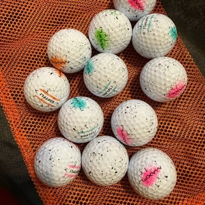 12 Near Mint (AAAA) Maxfli SoftFli Golf Balls Assorted Graffiti w/Mesh Bag
