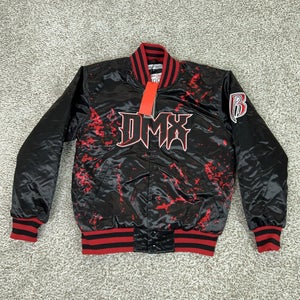Headgear Classics DMX Jacket Mens Small Black Red Satin Bomber Hip Hop Rap Coat