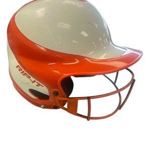 Used RIP-IT STANDARD Batting Helmet w/Mask Orange And White S/M 11862-S000089381