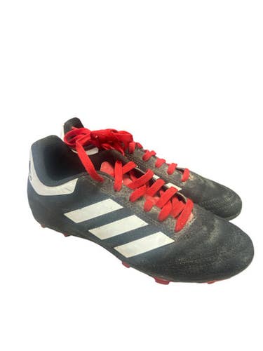 Used Adidas G26367 WHT/BLK CLEATS Soccer Cleats Black And White Junior 01.5 11862-S000091048