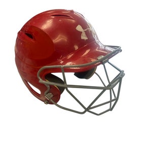 Used Under Armour UABH100 6 1/2-7 1/2 Batting Helmet w/Mask Red LG 11862-S000089586