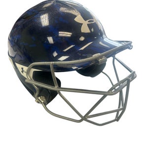 Used Under Armour 6 1/2-7 1/2 Batting Helmet w/Mask Royal Blue SM 11862-S000090251