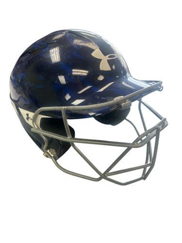 Used Under Armour 6 1/2-7 1/2 Batting Helmet w/Mask Royal Blue SM 11862-S000090251