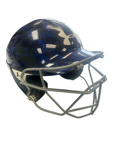 Used Under Armour 6 1/2-7 1/2 Batting Helmet w/Mask Royal Blue SM 11862-S000090251