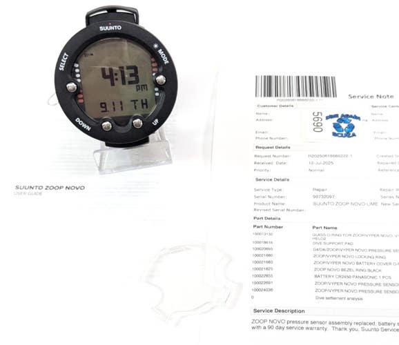 Suunto Zoop Novo Wrist Scuba Dive Computer Air & Nitrox Black SERVICED     #5690