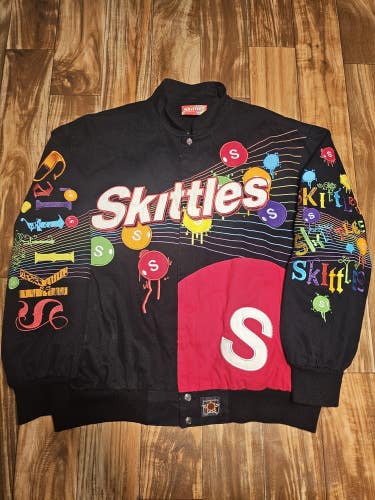 Vintage Skittles Candy JH Design Promo Adult Jacket Coat Size XL