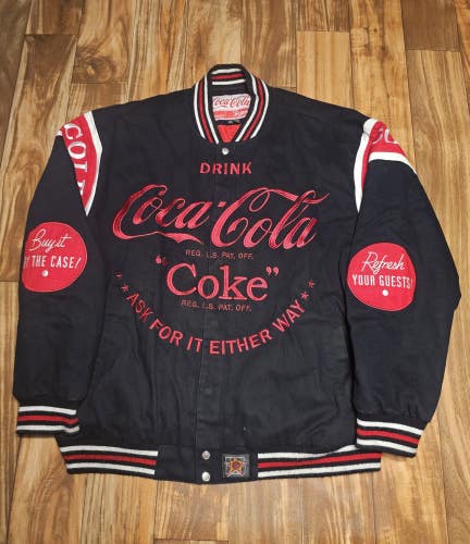 Vintage Coca Cola Coke Soda JH Design Promo Button Jacket Size XXL 2XL