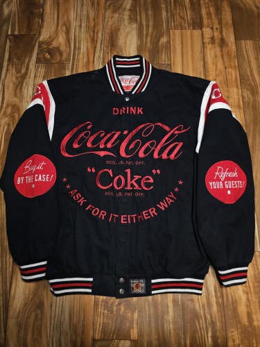 Vintage Coca Cola JH Design Soda Promo Embroidered Jacket Coat Size L/XL