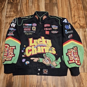 Vintage Nascar Bobby Labonte Lucky Charms Cereal Promo JH Design Jacket YOUTH L