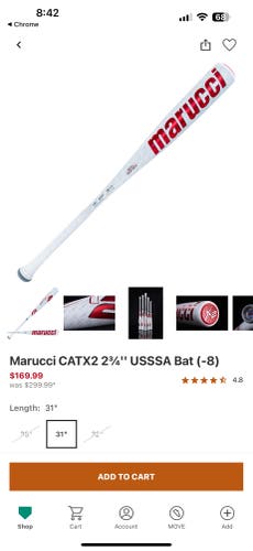 Marucci CATX2 Alloy Bat (-8) 23 oz 31" (New)