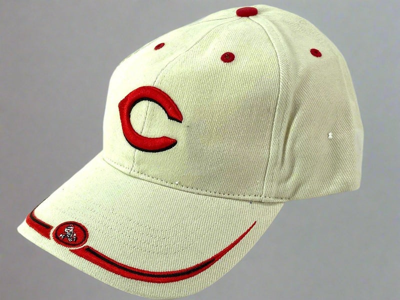 Cincinnati Reds Vintage Late '90s MLB White "Stache" NOS Cap (New)