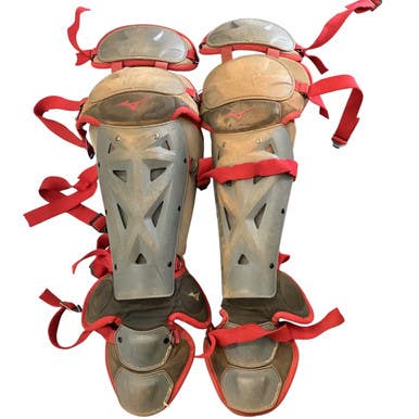 Used Mizuno FAST PITCH SHIN GUARDS Catchers Leg Guards Red Adult 11760-S000083060