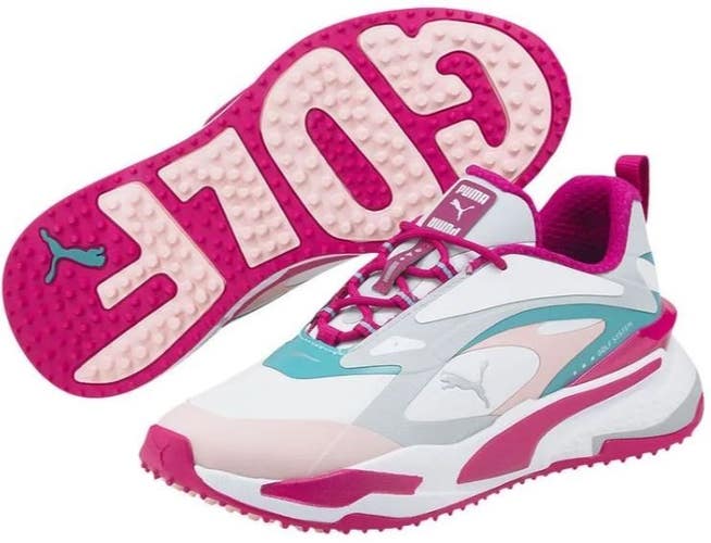 PUMA Womens GS-FAST Spikeless Waterproof Golf Shoes White/Pink Size 9.5 NEW!