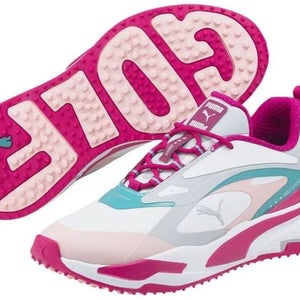 PUMA Womens GS-FAST Spikeless Waterproof Golf Shoes White/Pink Size 7.5 NEW!