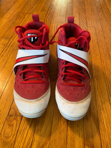 Red Men's Size M 8.5 (W 9.5) Nike Trout 3 High Top Molded Cleats (Used)