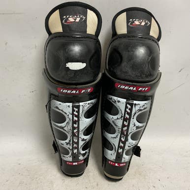 Used Easton STEALTH S1 Junior Shin Guards Black And White 11" 11855-S000192558