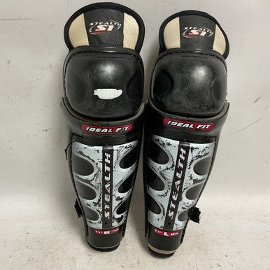 Used Easton STEALTH S1 Junior Shin Guards Black And White 11" 11855-S000192558