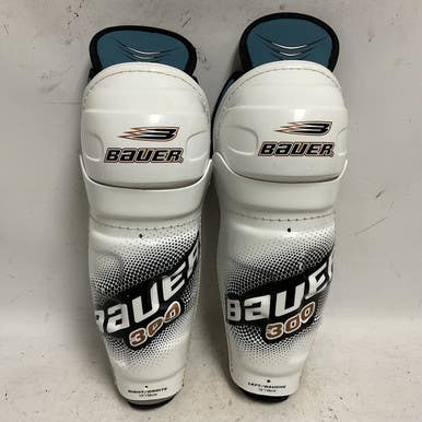 Used Bauer SG300 Senior Shin Guards White And Royal Blue 14" 11855-S000192513